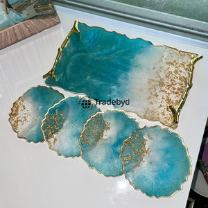 Bandeja de Servicio Móvil de Resina Moderna de Primera Calidad, Plato de Lujo Hecho a Mano para el Hogar, Cafetería y Regalos, Tradebyd - Product Image 2