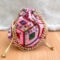 Sac à main en tissu imprimé fait main personnalisé indien pour femme, pour mariage, fête, Hldi, Mehendi, sacs de faveur