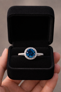 Anillo de plata de ley 925 con topacio azul suizo para mujer - Product Image 2