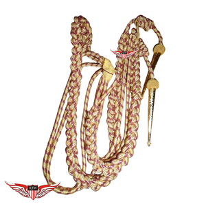 Aiguillette dorée et cramoisie, cordon d'épaule, cordon métallique avec pointes dorées métalliques - Product Image 1