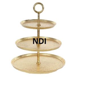 Soporte para Pastel de 3 Niveles con Diseño Martillado, Acabado Dorado, para Decoración de Buffet de Hotel, Bodas y Fiestas de Cumpleaños, para Uso Doméstico - Product Image 1