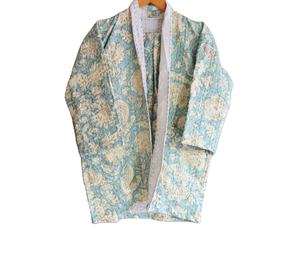 Veste blazer matelassée à imprimé floral fait à la main Style bohème veste chauffante pour le corps veste vêtements de plage hiver Kantha manteau matelassé - Product Image 1