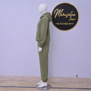 ชุดออกกำลังกายฤดูหนาวแบบสองชิ้น เสื้อฮู้ดผ้าฝ้ายฟลีซแบบเต็มตัวและกางเกงจ็อกเกอร์ ชุดวอร์มสำหรับผู้หญิง กันน้ำ ระบายอากาศได้ดี - Product Image 3