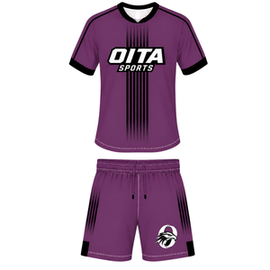 Conjunto de Rugby Negro Ciruela, Jersey de Manga Corta con Cuello Redondo y Pantalones Cortos a Juego, Uniforme Deportivo Transpirable para Entrenamiento de Equipo - Product Image 1
