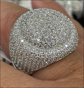 Bague de cocktail glamour en forme de boule, micro-pavée de zircone cubique, en argent sterling 925 massif plaqué, bijoux de fête unisexe - Product Image 1