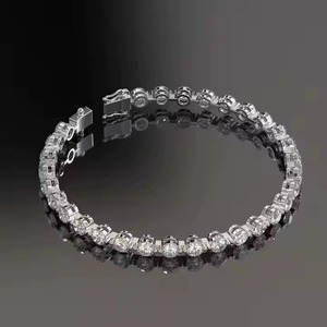 Pulsera de tenis con halo de diamantes cultivados en laboratorio, de alta calidad, oro blanco de 14K, no se decolora, joyería hip hop para hombres y mujeres - Product Image 2