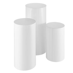 Support cylindrique en PVC blanc avec couvercle, 3 pièces, 23,62/29,53/35,43 pouces, pour centres de table de mariage, décorations de table - Product Image 4