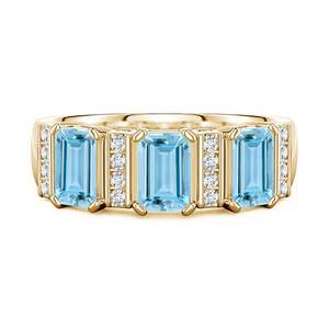Anillo de Oro Sólido de 14K con Gema de Aguamarina Natural, Corte Esmeralda de 6*4 mm, Halo de Diamantes Naturales, Joyería Fina, Certificado IGI - Product Image 1
