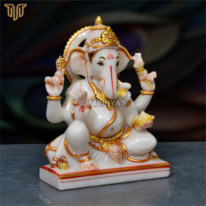 Pure White Marble Ganesh Statue | Handcrafted Lord Ganesha Idol | Premium Marble Ganpati Murti for Home Temple | 8 Inch - Product Image 4