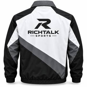 Unisex Sporty Windproof <b>Racer</b> <b>Jacket</b> Color Blocking Zipper Front Stand Collar Polyester Winter Style Embroidery Streetwear - Product Image 2