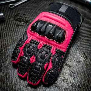 <b>Full</b> Finger Summer Leather Racing Gloves for Motorcycle Motocross-Non-<b>Slip</b> Unisex Black/Blue/Red Buckle Closure - Product Image 1