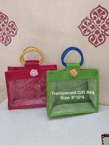 Sacs de jute transparents pour les cadeaux de retour Sacs Thamboolam multicolores 10*8*4 pouces - Product Image 2