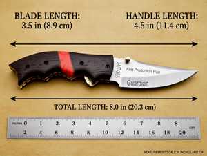 Cuchillo Plegable OEM con Mango de Madera Oscura, Separador de Resina Roja, Hoja de Acero, Varilla de Afilado y Funda de Cuero Genuino - Product Image 6