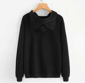 Sweat à capuche oreilles de chat avec imprimé chat endormi pour femme, vêtement décontracté d'automne en coton tricoté, coupe oversize avec poche avant - Product Image 2