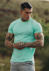 Camiseta Personalizada al por Mayor de Alta Calidad para Hombre, Camiseta de Verano de Manga Corta con Cuello Redondo y Color Sólido Simple - Product Image 4