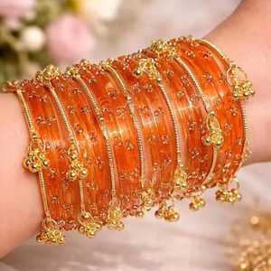 2026 Latest Designs Glass Pearl Churiyan <b>Bangles</b> Set Jewelry Women Custom Colors Sizes Traditional Kashmiri <b>Bangles</b> Girls - Product Image 3