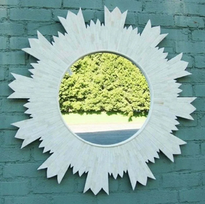 Custom Bone Inlay Modern Round <b>Mirror</b> Frame Top <b>Wall</b> Mount - Product Image 6