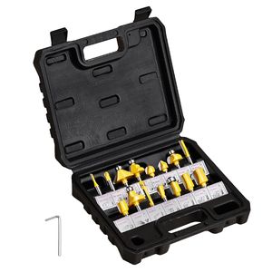 Set di 15 Frese per Router con Punta in Carburo, Gambo da 1/4 di Pollice, con Custodia in Plastica, Utensili Professionali per Lavorazione del Legno - Product Image 1