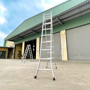 Échelles combinées portables de haute qualité certifiées EN131, 2x7 marches, aluminium 6063T5, capacité de charge de 150 kg - Product Image 3