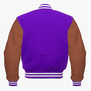 Custom <b>Men</b> Varsity <b>Jacket</b> Plain Maroon Wool Body And Brown Leather Sleeves – Zip-Up Letterman <b>Jacket</b> - Product Image 6