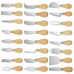 Premium Quality 18/8 Stainless Steel <b>Cheese</b> <b>Set</b> Of 4Pcs With Natural Wooden handle Butter Knife Dinnerware Kitchenware Utensil - Product Image 1