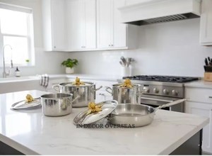 Juego de ollas y sartenes de acero inoxidable con diseño de uvas, tapa con asa, martillado a mano, ecológico, apto para inducción. - Product Image 2