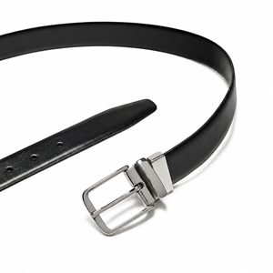 Cinturón de Cuero Genuino para Hombre, Cinturón Negro de Vestir con Hebilla de Aleación Plateada, Formal, Casual de Negocios, Duradero, Alta Resistencia, 3.5cm de Ancho - Product Image 4