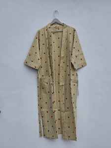 Block Print Cotton Kimono <b>Robe</b> Soft Loungewear For <b>Women</b> One Size Fits Small To Extra Large - Product Image 6