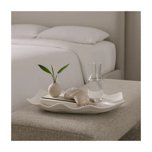 Bandeja Decorativa de Cerámica Moderna y Minimalista, Diseño de Planta con Forma Irregular, para Dormitorio, Pieza Única - Product Image 1