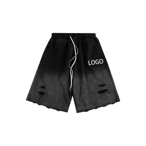 Shorts de jogging pour hommes en coton French Terry délavé à l'acide, ourlet brut, style vintage, respirant, antibactérien, OEM ODM - Meilleures ventes - Product Image 3