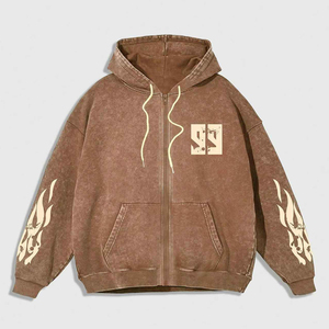 Sweat à capuche unisexe oversize en molleton imprimé numérique délavé à l'acide, qualité supérieure, très demandé, style streetwear élégant pour l'hiver - Product Image 1