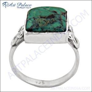 Anillo de Plata 925 con Turquesa de R Art Palace, Engaste Cuadrado, Joyería Clásica Unisex - Product Image 2