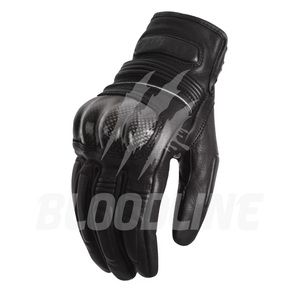 BLOODLINE Motorcycle <b>Gloves</b> Wrist Length Leather Breathable Sporty Cycling Unlined Black - Product Image 1