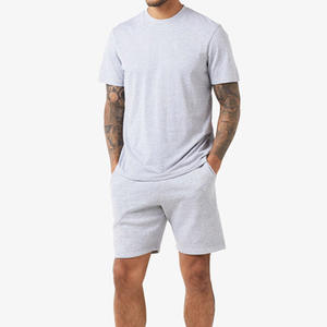 Ensemble de survêtement d'été personnalisé avec logo pour homme, deux pièces, short et t-shirt, décontracté, respirant, en coton, pour homme - Product Image 3