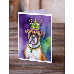 Boxer King of Mardi Gras Whimsical A7 Tarjetas de felicitación en blanco Paquete de 8 con sobres 5x7 Tamaño de nota - Product Image 2