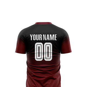 เสื้อฟุตบอลแบบกำหนดเองสำหรับผู้ชาย สีแดงดำ พิมพ์ลายแบบซับลิเมชั่น ระบายเหงื่อได้ดี ทรงปกติ ชุดฟุตบอลสำหรับผู้ใหญ่ - Product Image 2