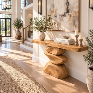 Mesa de Entrada de Madera Maciza de Lujo, Estilo Moderno de Diseñador, Mesa para el Fondo del Sofá, Mesa Decorativa para la Entrada de una Villa/Casa de Lujo - Product Image 6