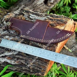 ปลอกมีดหนังแท้เย็บมืออย่างทนทาน พร้อมโลโก้เย็บแบบ Saddle Stitched หนังวัวแท้ สำหรับล่าสัตว์ กิจกรรมกลางแจ้ง ตั้งแคมป์ มีห่วงเข็มขัด รับผลิตแบบ OEM/ODM - Product Image 3