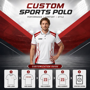 Custom <b>Men's</b> Sporty Breathable Jersey <b>for</b> <b>Shirt</b> White Red Solid Short Sleeve Quick Dry Button Front OEM Service Made Bangladesh - Product Image 2