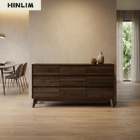 Aparador Moderno de Madera de Nogal de 1.5M, Mueble de Almacenamiento de Madera Sólida para Dormitorio y Comedor