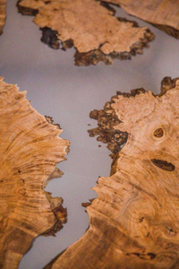 Mesa de Centro de Madera Maciza con Resina Epoxi Blanca Industrial, Decoración para el Hogar - Product Image 5