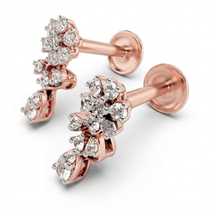 Round Diamond <b>Stud</b> <b>Earrings</b> in 9K Rose Gold | Lab Grown & Natural Diamond | 0.41 CT - Product Image 3