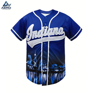 Camiseta de Béisbol Color Azul, 100% Poliéster, Cuello en V, Tela Ligeramente Elástica, Ropa Deportiva para Equipos Deportivos para las Cuatro Estaciones - Product Image 3