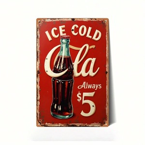 Metal Sign Vintage Rustic <b>Wall</b> Decor Rectangle Red Bottle Design Home Garage Living Room Art - Product Image 1