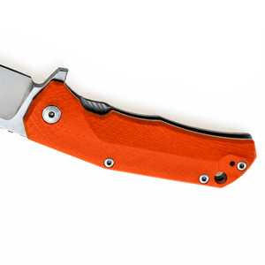 Couteaux pliants à manche orange avec lame en acier inoxydable argenté, poignée texturée, clip de poche et trou pour cordon pour une utilisation quotidienne en extérieur - Product Image 4