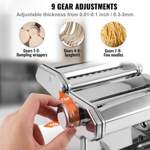 Macchina per Pasta Regolabile in Acciaio Inox con 9 Impostazioni, Rulli e Taglierina, Strumenti Manuali per Pasta - Product Image 2
