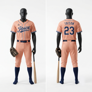Uniforme de Béisbol para Hombre, 120g, Premium, 100% Poliéster, Transpirable, Manga Corta, Azul Rey con Panel Dorado, Logotipo Personalizado con Transferencia Térmica - Product Image 4