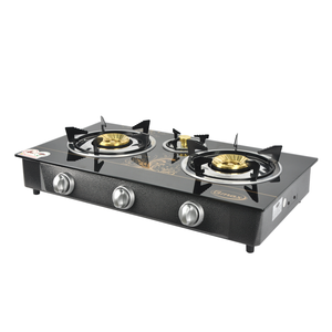 Gmax Electric Gas <b>Stove</b> Brass 3 Burner GL-703BR Stainless Steel Ceramic Surface for Household Hotel Cooking LPG Portable Table - Product Image 4