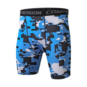 Men's Solid Casual Compression Shorts <b>Mid</b> Elastic Waist Quick Dry Knitted Worsted Fabric Pockets - Product Image 3
