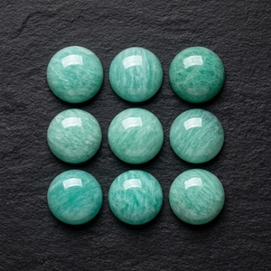 Prix de gros usine Cabochon de pierre précieuse Amazonite naturelle en vrac, forme ronde de 10 mm, à dos plat - Product Image 1